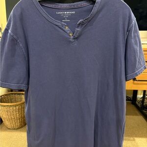 Lucky Brand Men's Blue Short Sleeve Henley Tee - large
